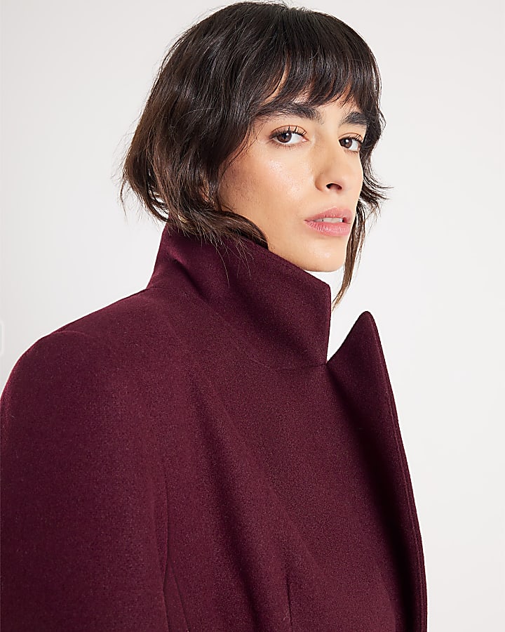 Red Tailored Belted Coat