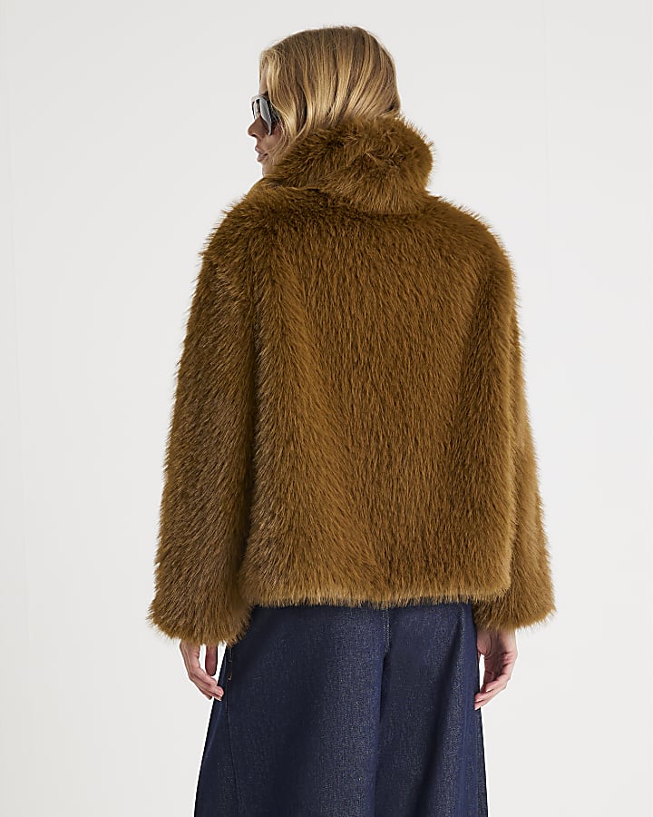 Green Faux Fur Collared Jacket