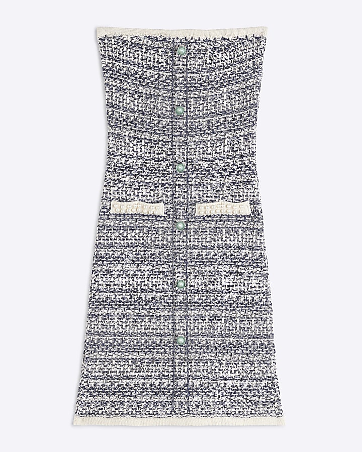 Navy Boucle Bandeau Mini Dress