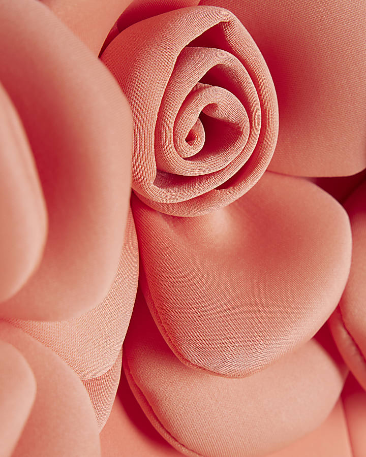 Coral Scuba 3D Flower Bandeau Mini Dress