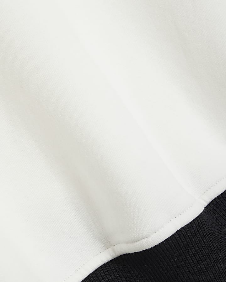 White Long Sleeve Monochrome Piped Sweatshirt