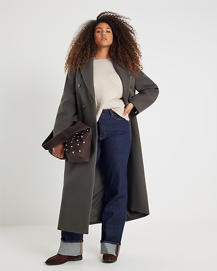 Khaki Tailored Double Breased Coat