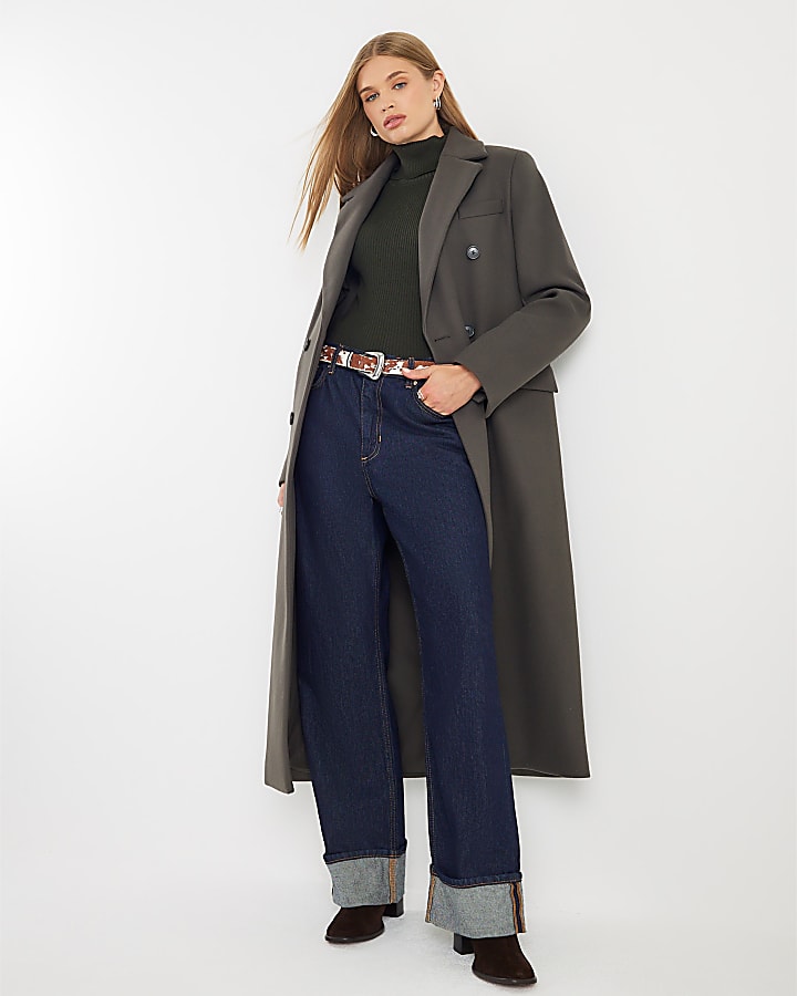 Khaki Tailored Double Breased Coat