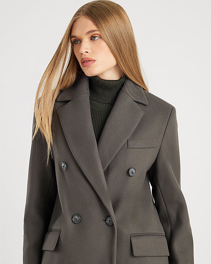 Khaki Tailored Double Breased Coat