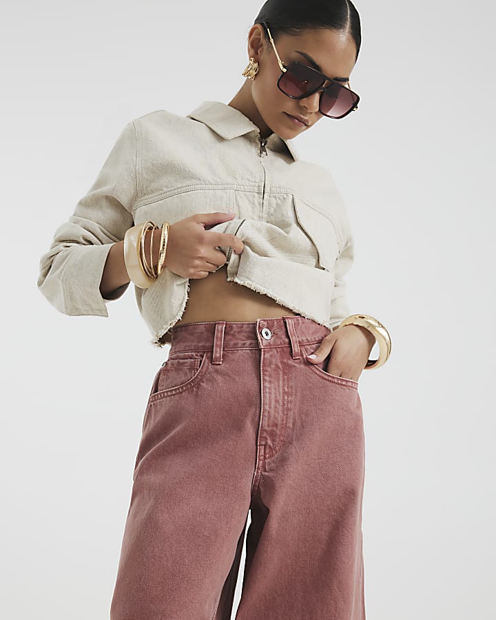 Petite Pink High Rise Balloon Leg Jeans