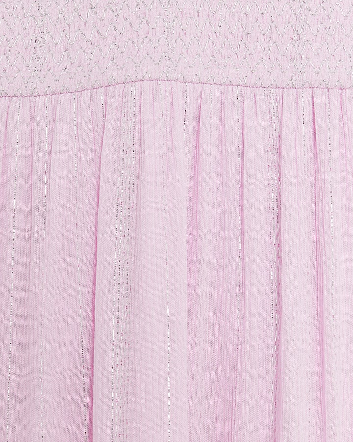Pink Shirred Maxi Beach Dress