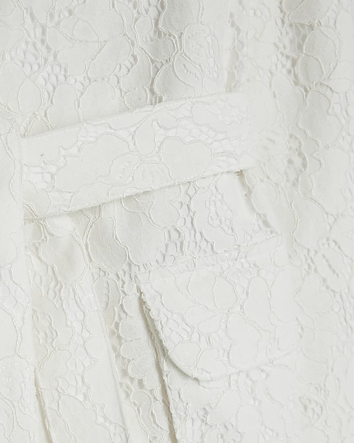White Lace Tie Front Blazer