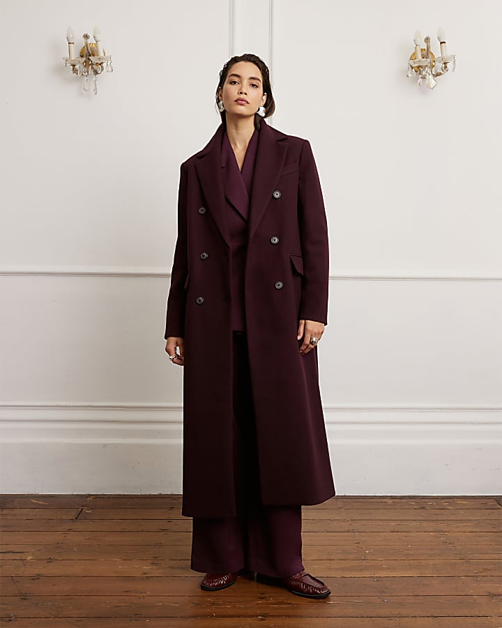 Red tailored double breasted Coat