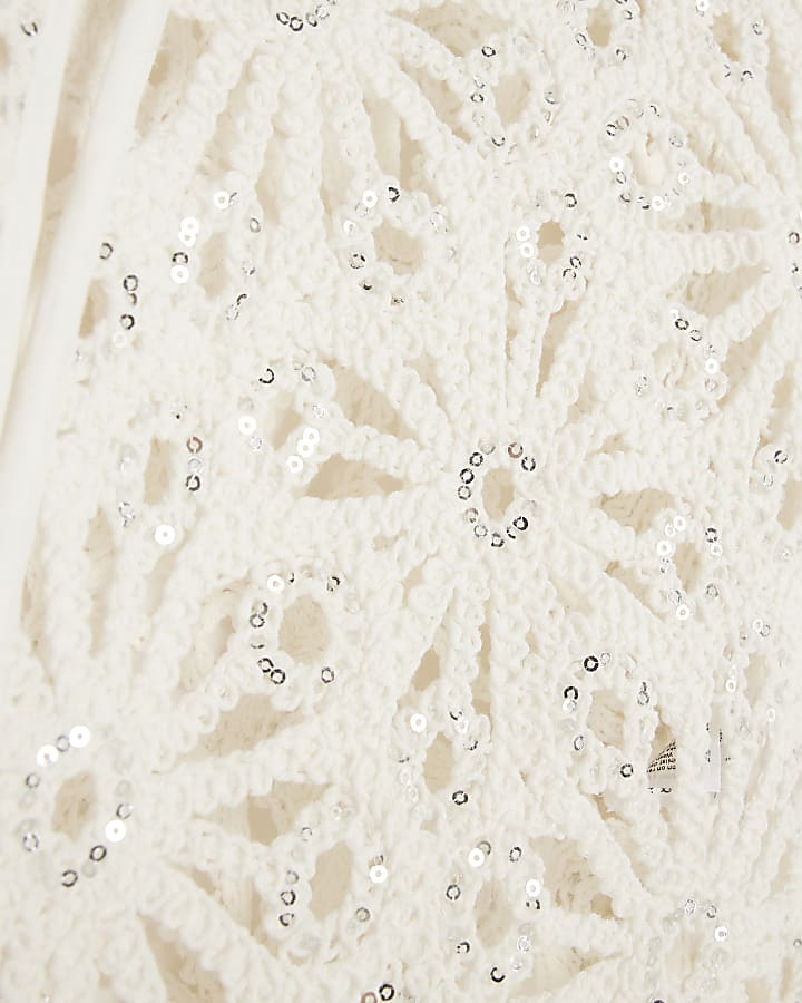 Cream Floral Crochet Embellished Cardigan