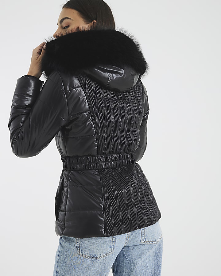 Black High Shine Padded Jacket
