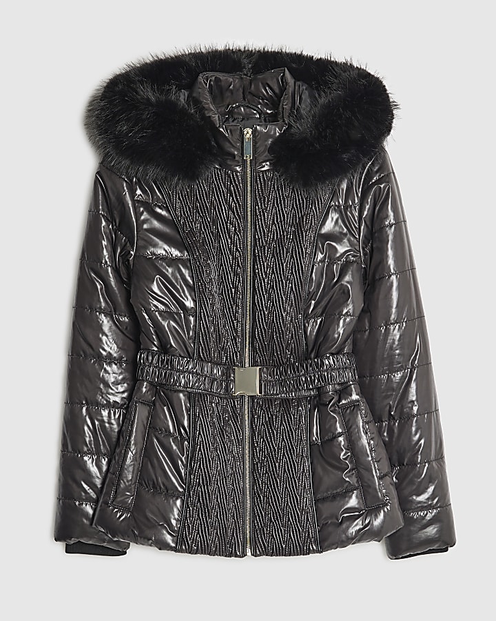 Black High Shine Padded Jacket