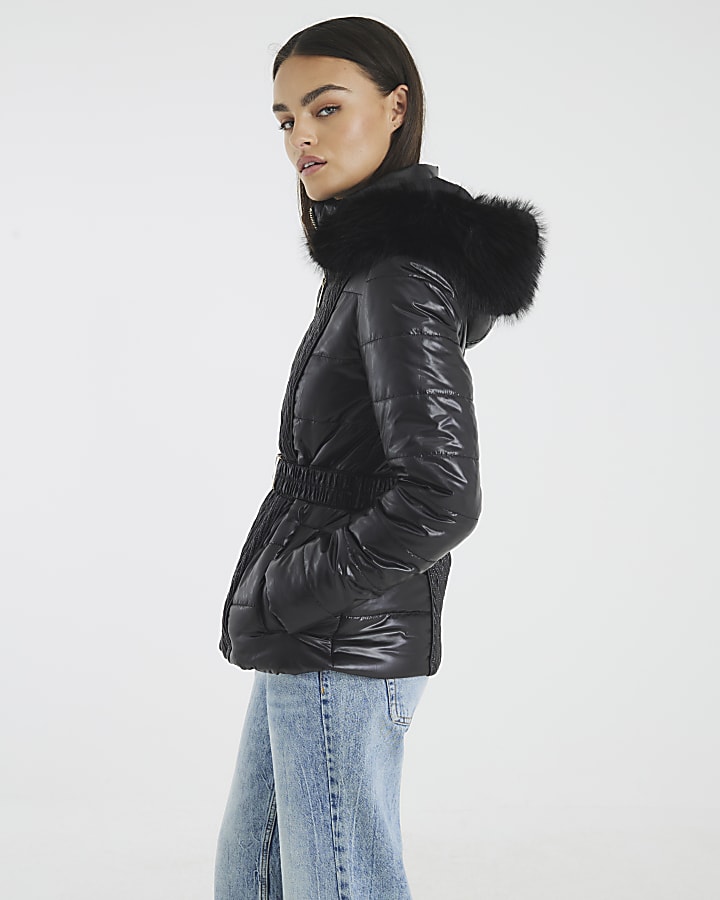 Black High Shine Padded Jacket