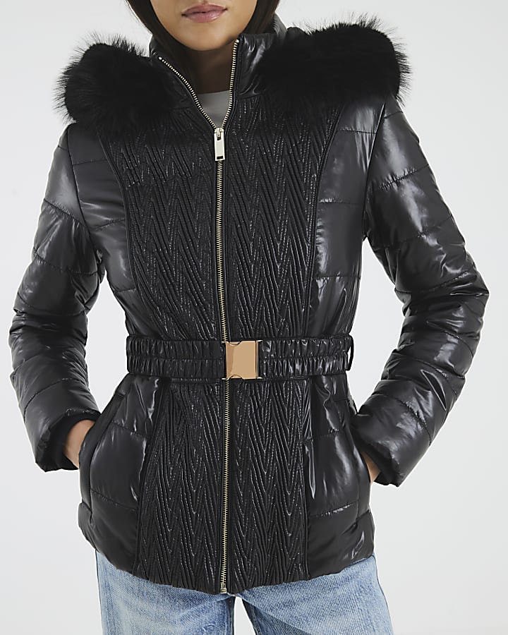 Black High Shine Padded Jacket