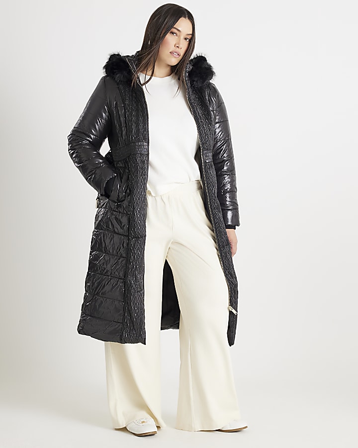 Black High shine Padded coat