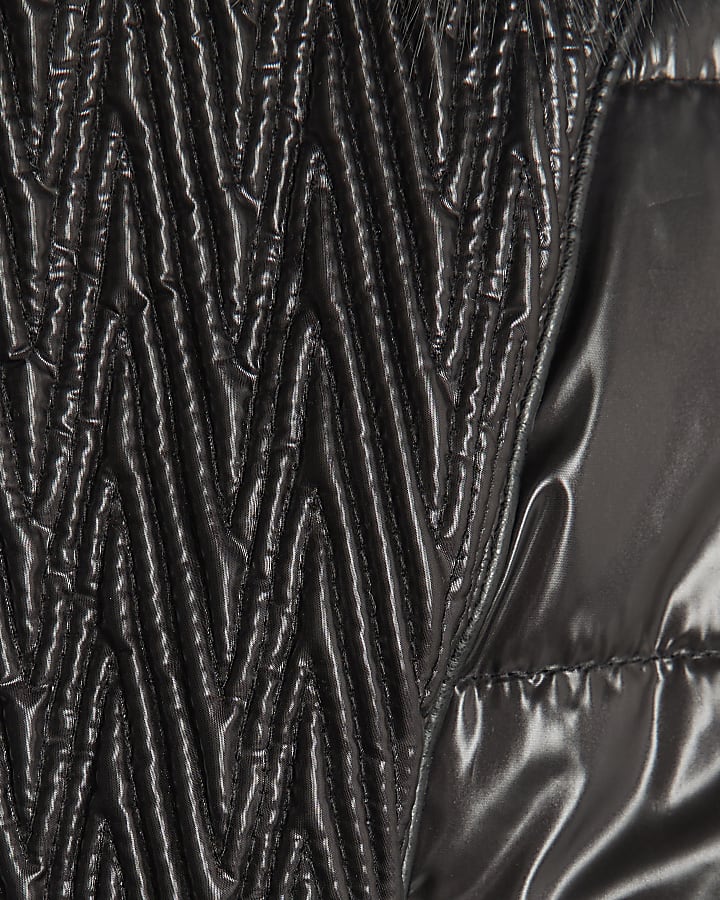 Black High shine Padded coat