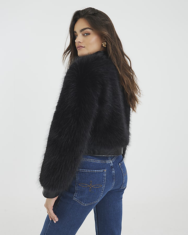 Black Faux Fur Trophy Jacket