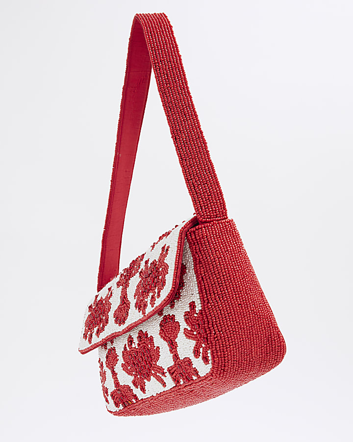 Red Premium Lobster Beaded Shoulder Bag