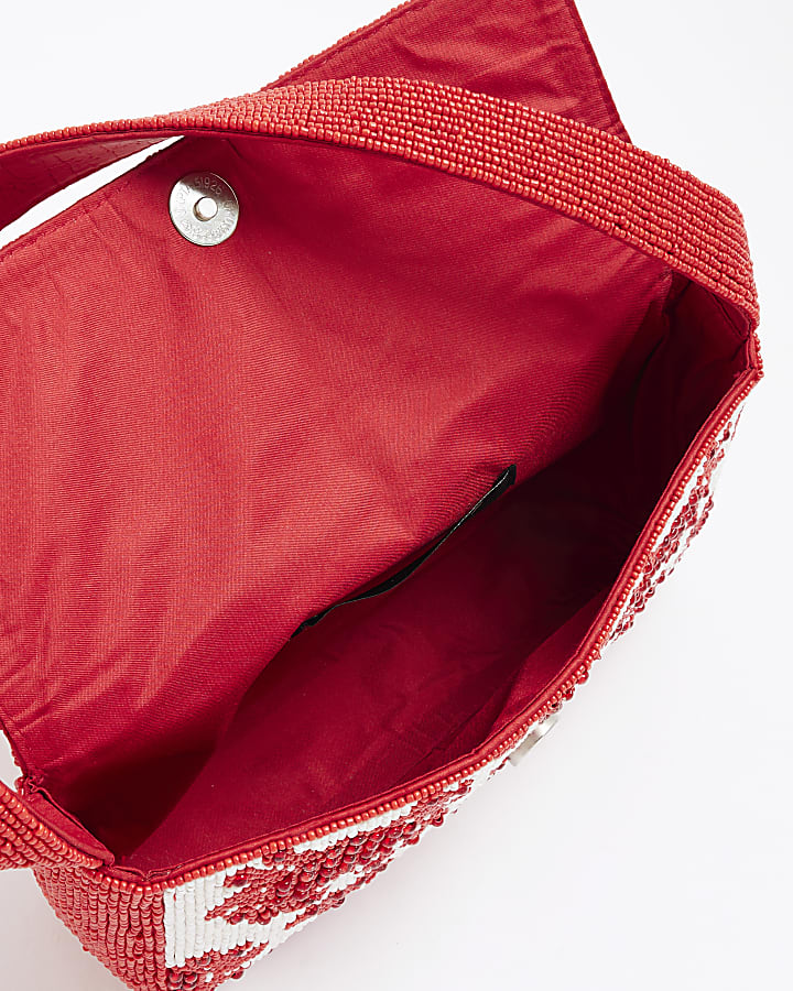 Red Premium Lobster Beaded Shoulder Bag