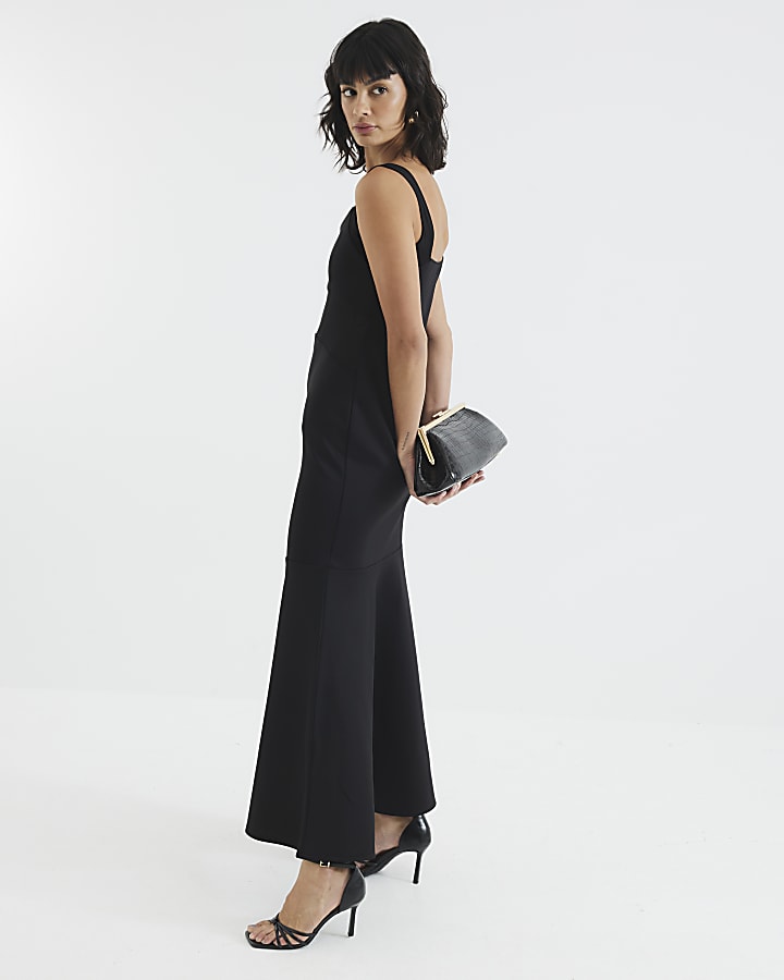 Black Mesh Maxi Column Dress