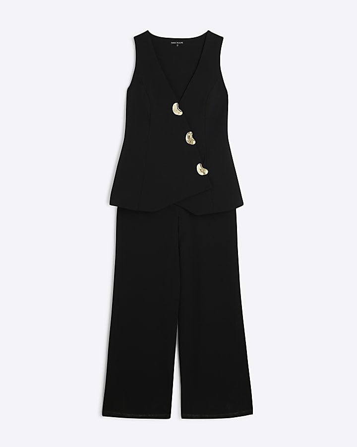 Black Waistcoat Hybrid Jumpsuit