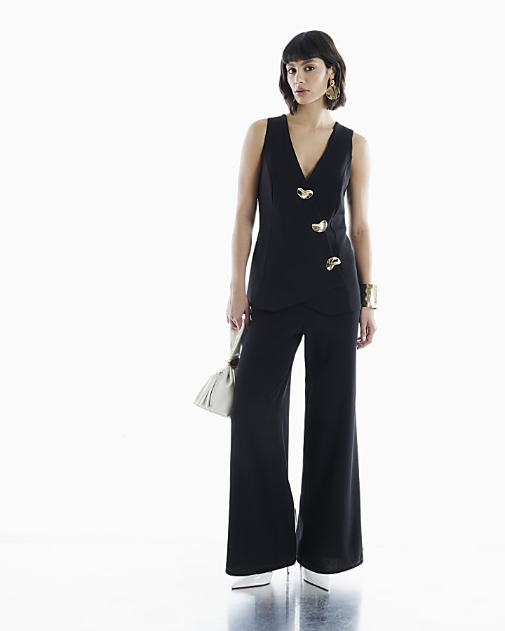 Black Waistcoat Hybrid Jumpsuit