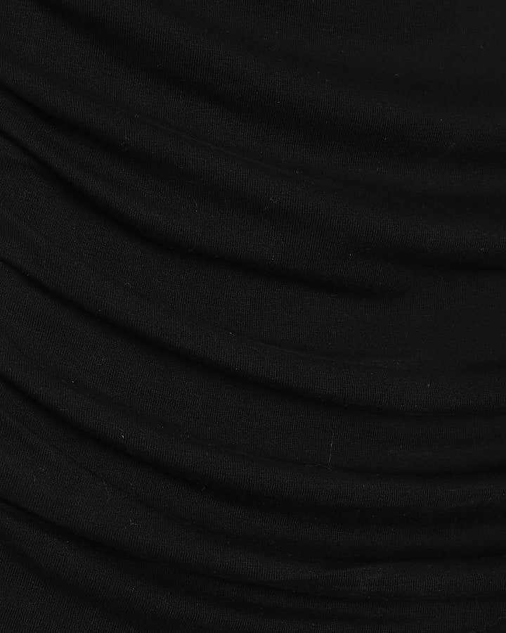 Black Drape Bandeau Midi Dress
