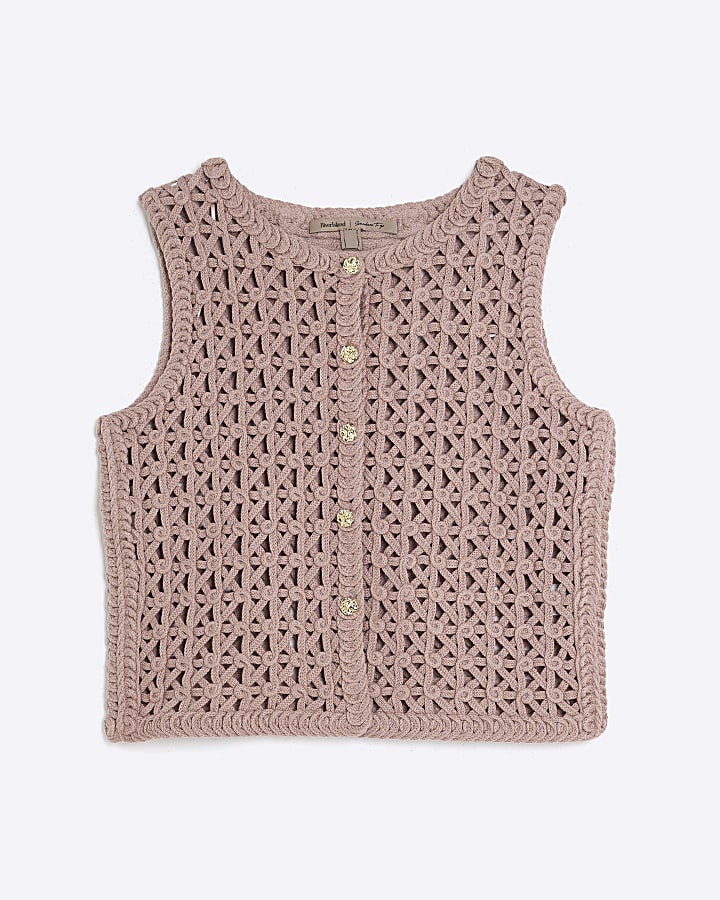 Beige Crochet Waistcoat