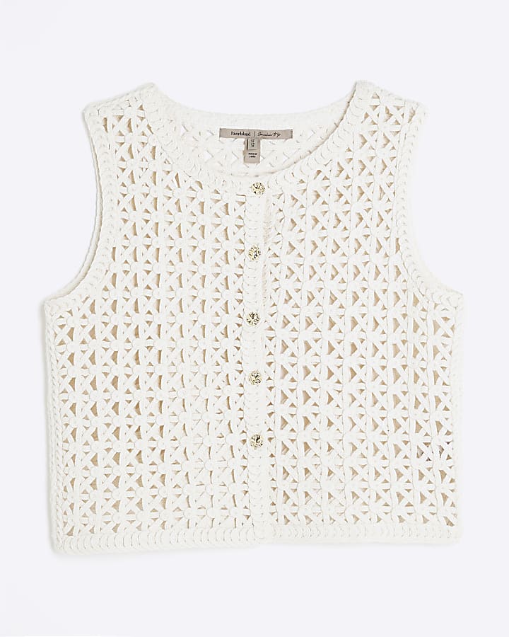 Cream Crochet Waistcoat