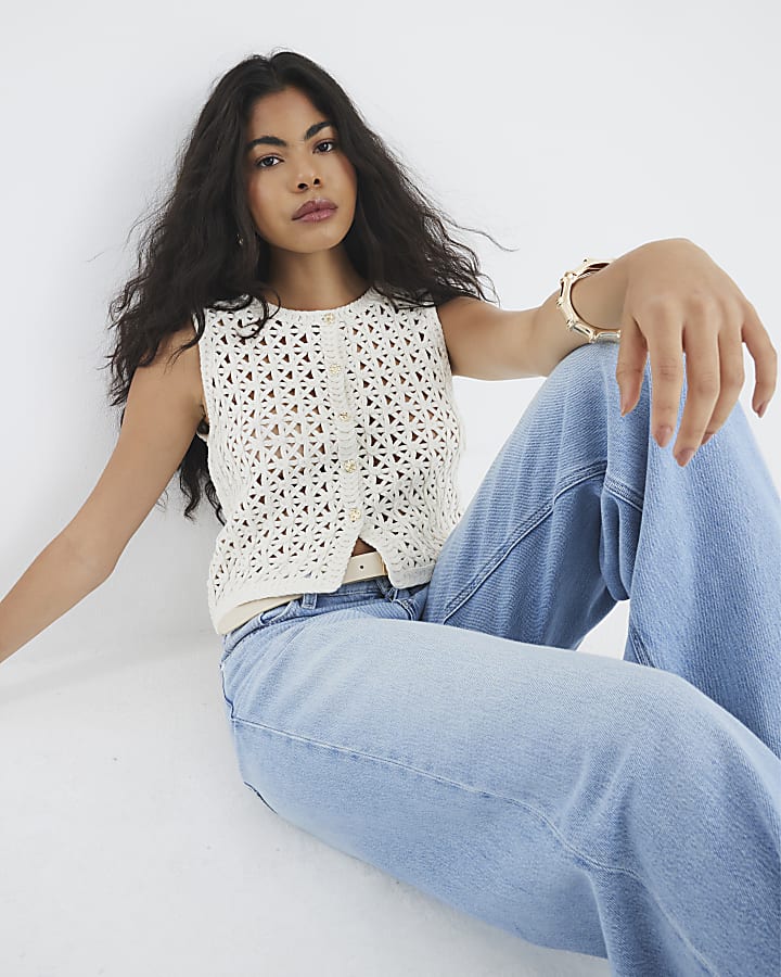 Cream Crochet Waistcoat