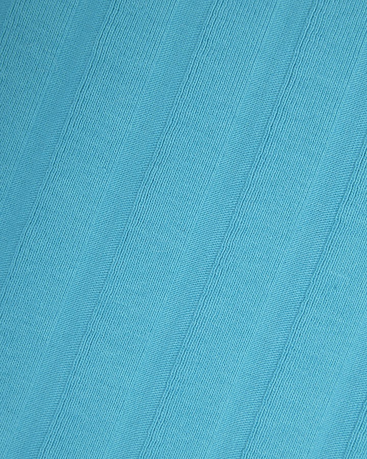 Turquoise Sleeveless Wide Ribbed Crop Top