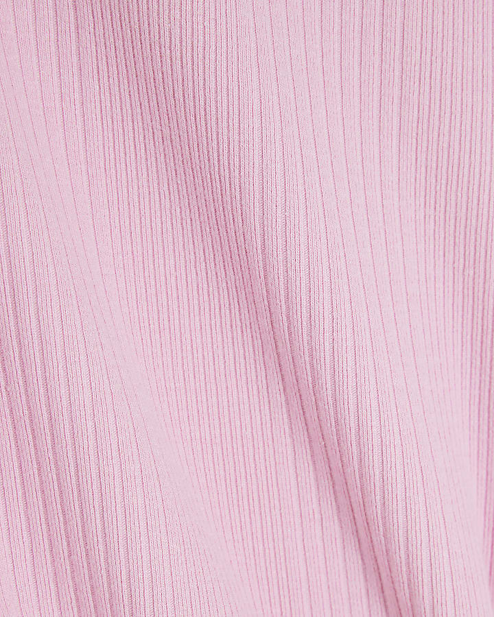 Pink Sleeveless Ribbed Tank Top