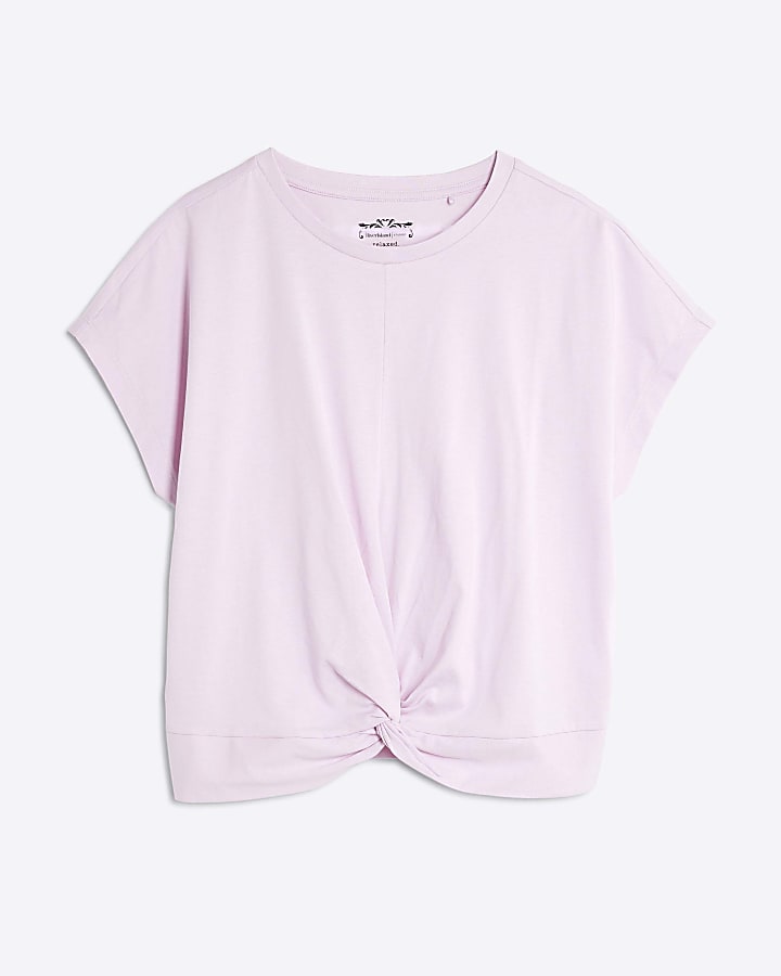 Purple Short Sleeve Twist Front T-shirt