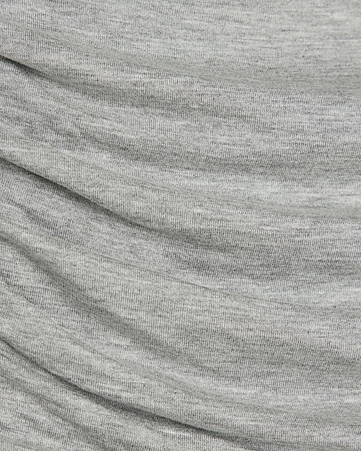 Grey Drape Bandeau Midi Dress