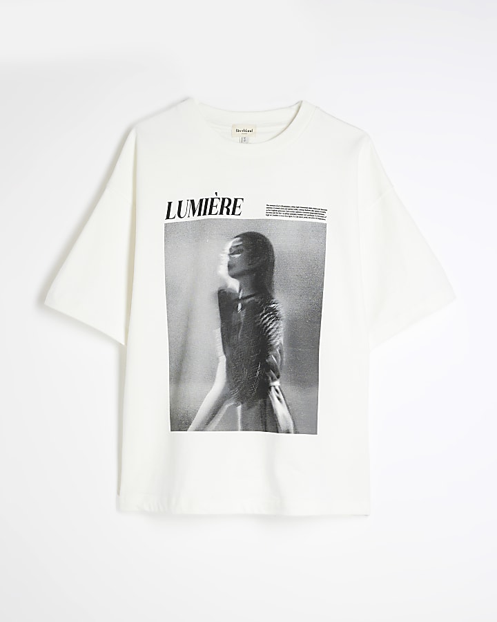 White Short Sleeve Lumiere Photo T-Shirt