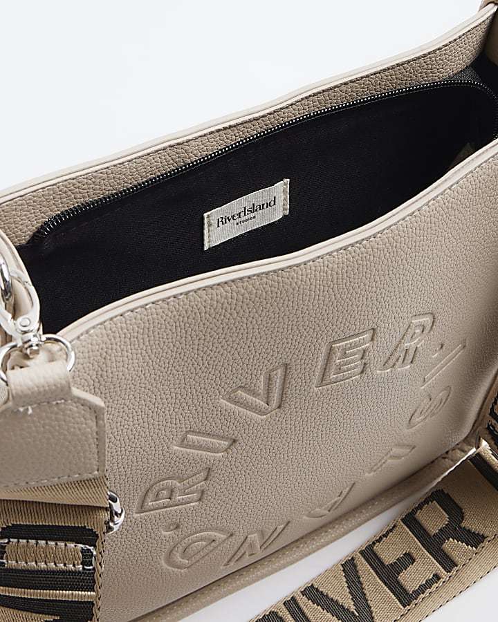 Beige Logo Messenger Bag