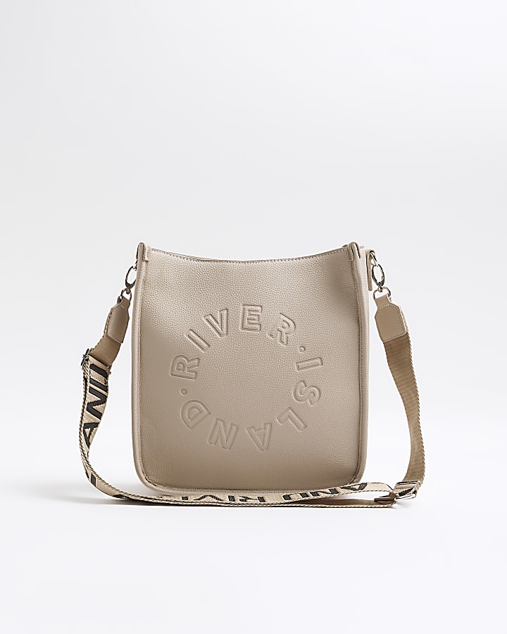Beige Logo Messenger Bag