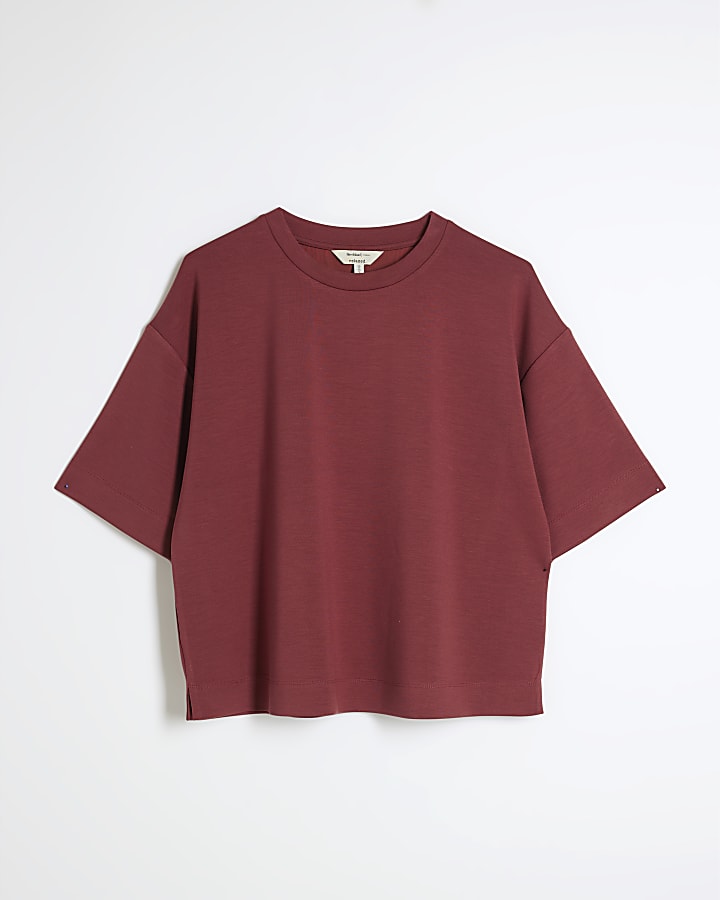 Petite Red Premium Short Sleeve Boxy T-shirt