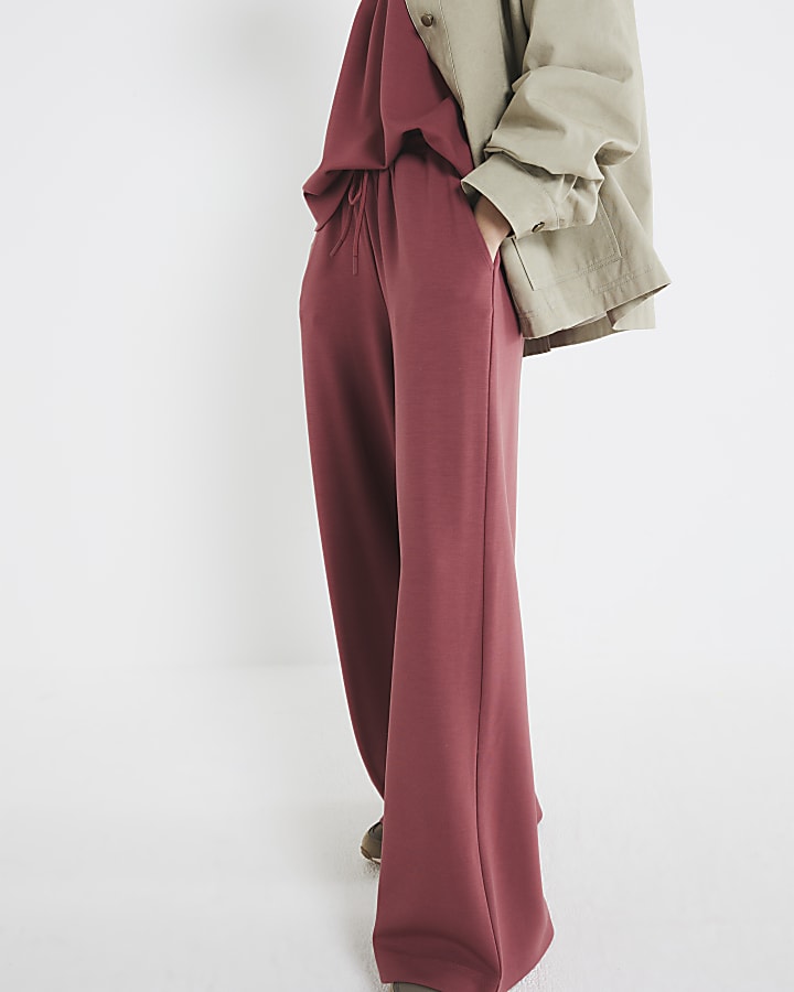 Petite Red Premium Wide Leg Joggers