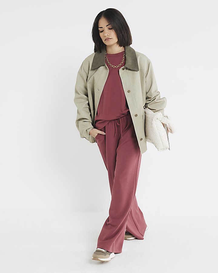 Petite Red Premium Wide Leg Joggers