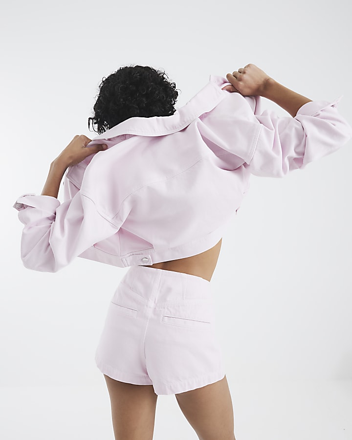 Pink Denim High Waisted Shorts