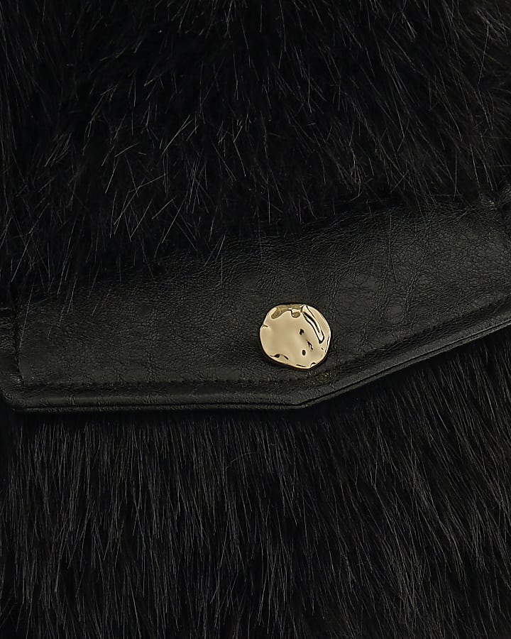 Petite Black Faux Fur Trophy Jacket