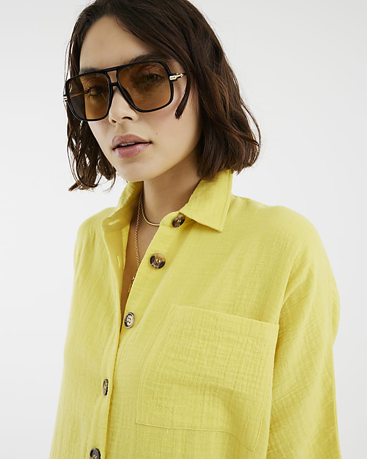 Yellow Short Sleeve Longline Shirt
