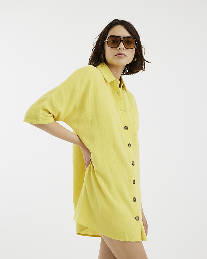 Yellow Short Sleeve Longline Shirt
