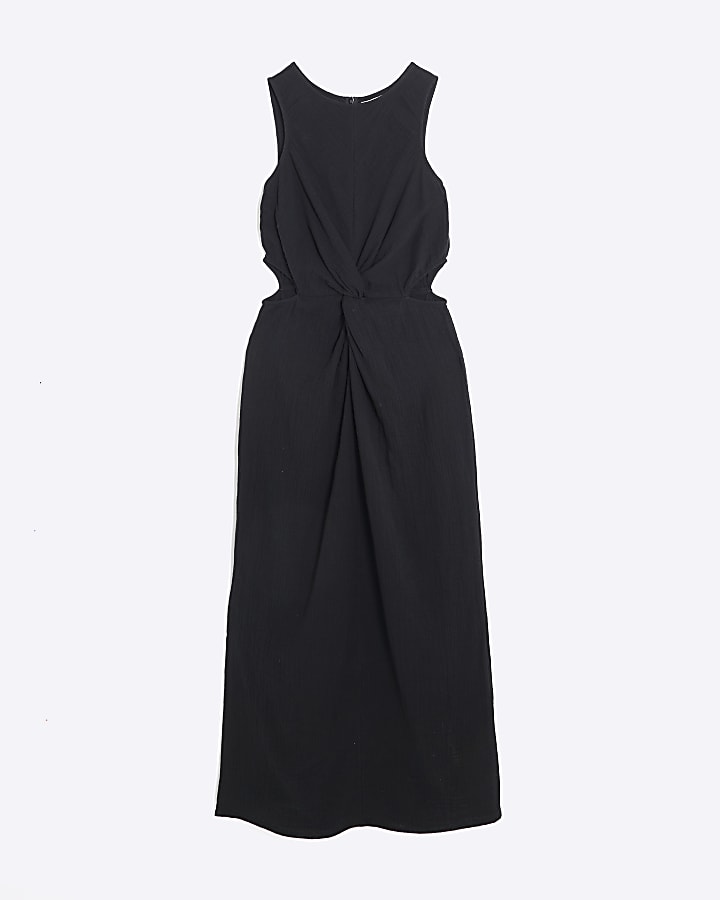 Black Sleeveless Cut Out Midi Dress