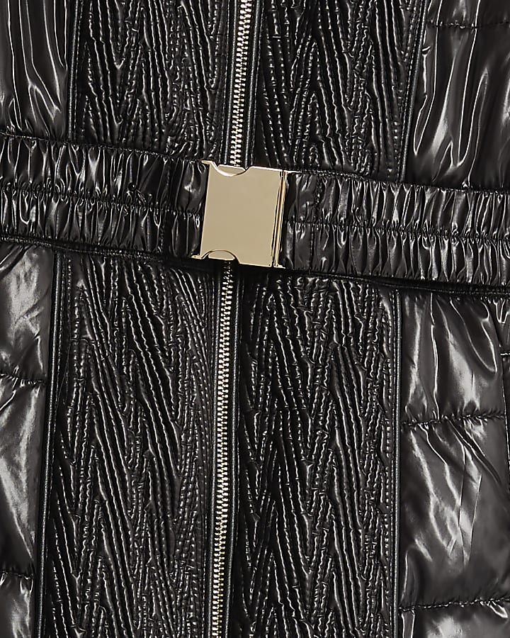 Petite Black Padded Longline Coat