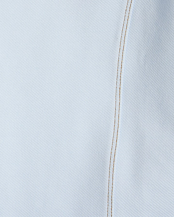 Blue Sleeveless Denim Twill Racer Top