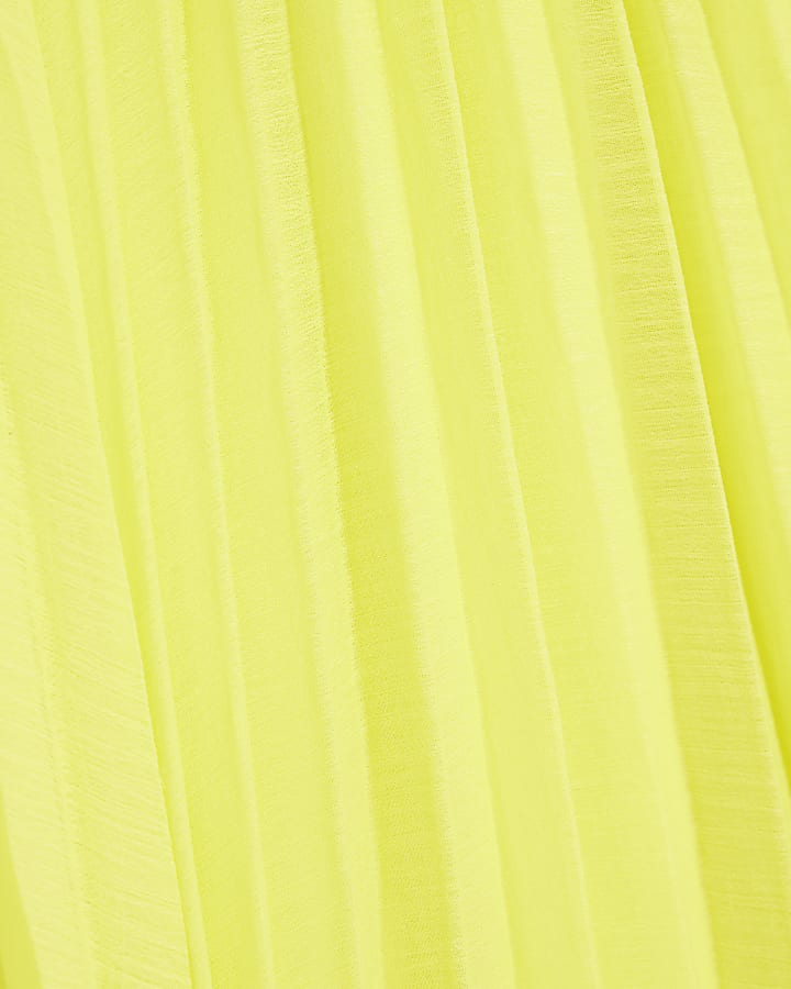 Yellow Wide Leg Plisse Trousers