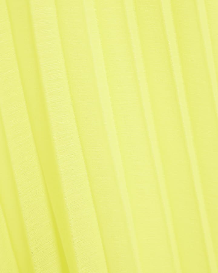 Yellow Sleeveless Plisse Tunic Top