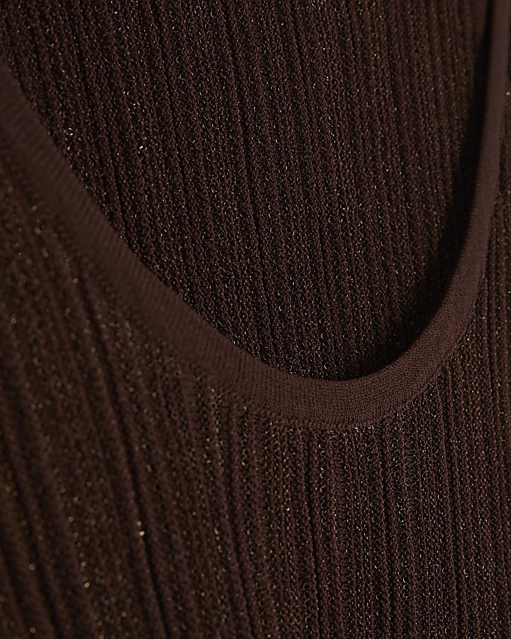 RI Studio Brown Layered Sheer Vest