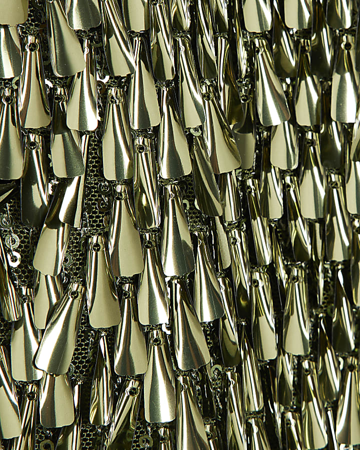 RI Studio Green Sequin Column Midi Skirt